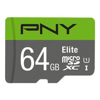 PNY MICRO-SD ELITE 64GB CLASS 10/UHS-I U1 SD ADAPTER MEM (P-SDUX64U185GW-GE)