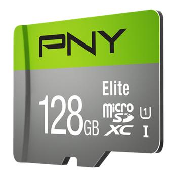 PNY 128GB Elite CL10 UHS1 MicroSDXC and Adapter (P-SDU128V11100EL-GE)