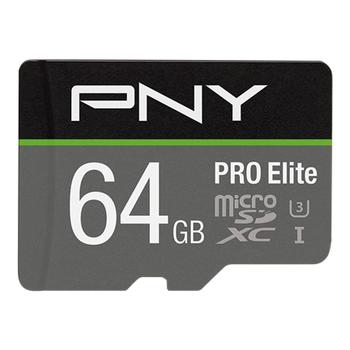 PNY MICRO-SD PRO ELITE 64GB CLASS 10 UHS-I U3 A1 V30 SD ADAPTER MEM (P-SDU64GV31100PRO-GE)