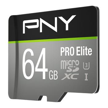 PNY MICRO-SD PRO ELITE 64GB CLASS 10 UHS-I U3 A1 V30 SD ADAPTER MEM (P-SDU64GV31100PRO-GE)