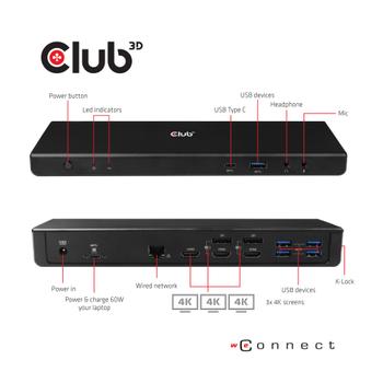 CLUB 3D USB C 3.2 Gen1 Universal Triple 4K Charging Dock (CSV-1562)