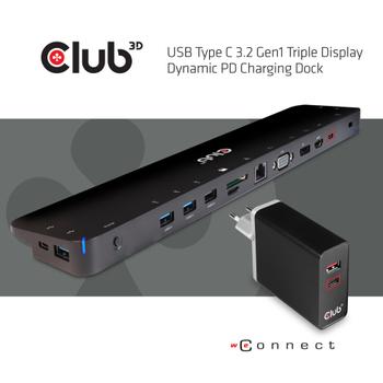 CLUB 3D Triple Display Dynamic PD Charging Dock USB Type C 3.2 Gen1 (CSV-1564)