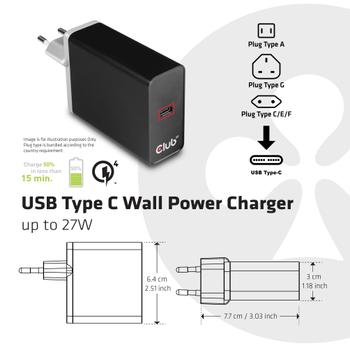 CLUB 3D Club3D Schnellladegerät 1xUSB Typ C, Qualcomm 4+, PD  27W retail (CAC-1901EU)