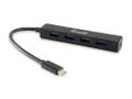 EQUIP USB-Hub USB3.1-C zu USB3.0, 4Port, schwarz