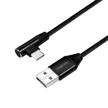 LOGILINK - USB 2.0 cable USB-A male to USB-C (90? angled) male, 0.3m (CU0137)