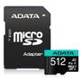 A-DATA ADATA 512GB Micro SDXC UHS-I U3 V30S A2 + Adapter (AUSDX512GUI3V30SA2-RA1)