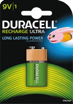 DURACELL Recharge Ultra 9V 170mAh Batteries,  1pk (956001)