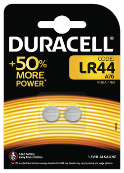 DURACELL Electronics LR44 Battery, 2pk (13926)