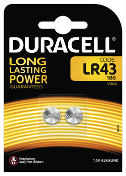 DURACELL LR43 Batteries,  2pk (52598)