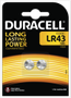 DURACELL LR43 Batteries, 2pk