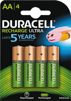 DURACELL Recharge Ultra AA 2400mAh, 4pk - Precharged (57050)