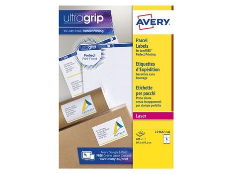 AVERY Laser Parcel Label 99x93mm 6 Per A4 Sheet White (Pack 600 Labels) L7166-100 (L7166-100)