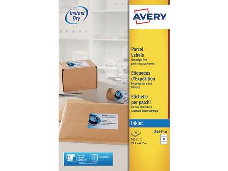 AVERY inkjet 99, 1x67, 7mm 8 stk på et ark 25 ark Quick Dry (J8165-25)