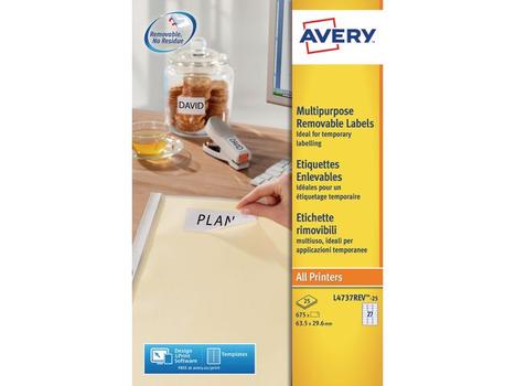 AVERY Removable labels 63.5x29.6mm (L4737Rev-25)