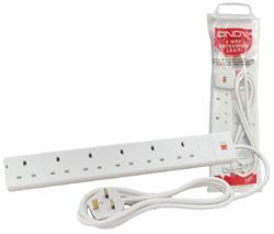 LINDY Power Strip 6-way Type G (UK) outlet. White Factory Sealed (73074)