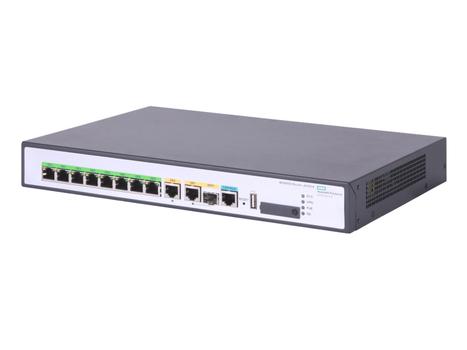 Hewlett Packard Enterprise HPE FlexNetwork MSR958 PoE - Router 8-ports-switch - 1GbE - WAN-portar: 2 - rackmonterbar (JH301A#ABB)
