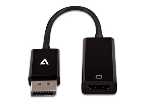 V7 Black Video Adapter DisplayPort Male to HDMI Female Slim (CBLDPHDSL-1E)