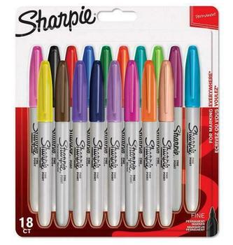SHARPIE Permanent Fine Markers Assorted Fun Colours (Pack 18) 1996112 (1996112)