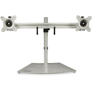 STARTECH Dual-Monitor Stand - Horizontal - For up to 24inch Monitors - Silver - Adjustable Computer Monitor Stand for Desk (ARMDUOSS)