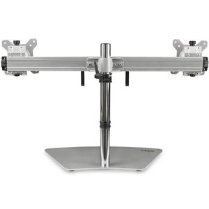 STARTECH Dual-Monitor Stand - Horizontal - For up to 24inch Monitors - Silver - Adjustable Computer Monitor Stand for Desk (ARMDUOSS)