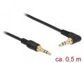 DELOCK Stereo Jack Cable 3.5 mm 3 pin male>male angled 0.5 m black (85564)