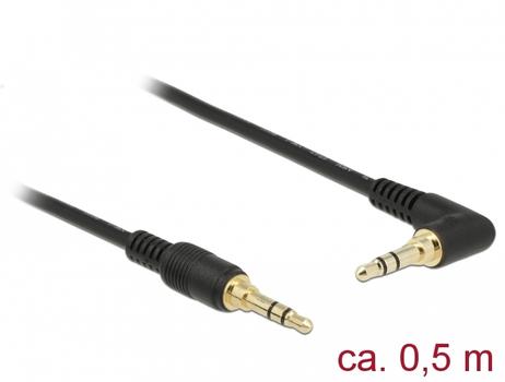 DELOCK Stereo Jack Cable 3.5 mm 3 pin male>male angled 0.5 m black (85564)