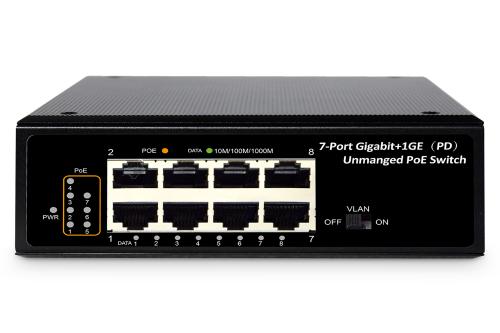 DIGITUS Industrial 7-port Gigabit PoE+Switch+1 PD-port IEEE802.3af/ at DIN rail extended temp.range IN (DN-651113)