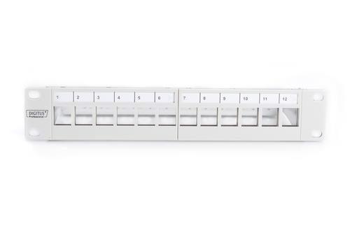 DIGITUS Modular Patch Panel shielded 12-Port Blank 1U 254mm (10in) Rack Mount grey RAL 7035 NS (DN-91419)