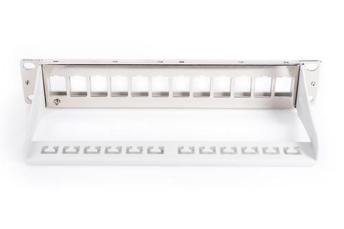 DIGITUS Modular Patch Panel shielded 12-Port Blank 1U 254mm (10in) Rack Mount grey RAL 7035 NS (DN-91419)