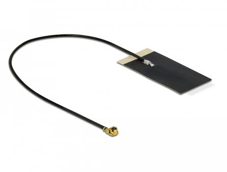 DELOCK WLAN 802.11 ac/ ax/ a/ h/ b/ g/ n Antenna MHF I plug 2.7 - 3.0 dBi 1.13 15 cm FPC internal self adhesive (12611)