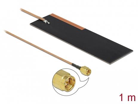 DELOCK LPWAN Antenna SMA plug 1 - 2 dBi RG-178 1 m PCB internal self adhesive (12620)