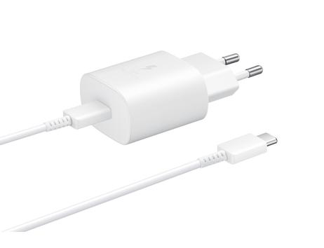 Samsung 25 watt reiseadapter - USB-C med kabel, USB PD 3.0 PPS (EP-TA800XWEGWW)