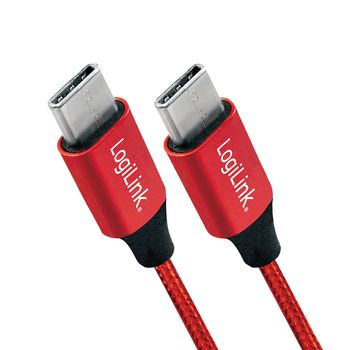 LOGILINK USB Kabel, USB 2.0, USB-C zu USB-C 0,3 m, rot (CU0155)