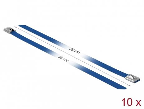 DELOCK Stainless Steel Cable Ties L 300 x W 7.9 mm blue 10 pieces (18798)