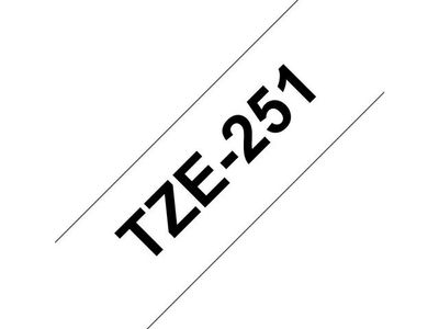 BROTHER TZ 24mm sort på hvid (TZE251)