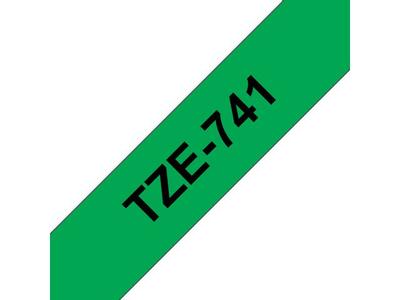 BROTHER TZ-tape / 18mm / Black Text / Green Tape (TZE741)