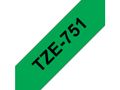 BROTHER TZ-tape / 24mm / Black Text / Green Tape