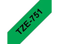 BROTHER TZ-tape / 24mm / Black Text / Green Tape (TZe751)