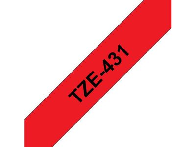 BROTHER TZE431 tape cassette 12mm 8m red black for P-touch 200 300 500 series (TZE-431)