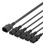 DELTACO IEC C14 to 5x IEC C13 Power cable, 1m, 10A/250V, Y-Splitter, black