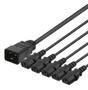 DELTACO IEC C20 to 5x IEC C13 Power cable, 1m, 16A/250V, Y-Splitter, black
