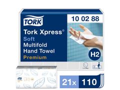 TORK Håndklædeark Tork Xpress Hvid Premium Soft Multifold H2 2-lags Krt/ 21x110