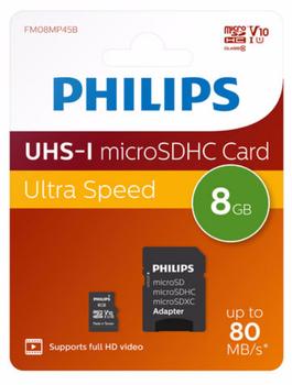 PHILIPS SD Micro SDHC Card   8GB Card Class 10 incl. Adapter (FM08MP45B/00)