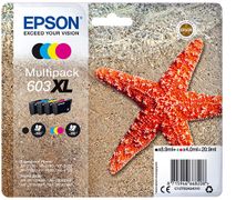 EPSON n Ink Cartridges,  603, Starfish, Multipack,  1 x 8.9 ml Black, 1 x 4.0 ml Cyan, 1 x 4.0 ml Magenta, 1 x 4.0 ml Yellow, Standard (C13T03A64010)