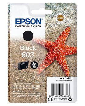 EPSON 603 Starfish Black Standard Capacity Ink Cartridge 3.4ml Blister Pack - C13T03U14020 (C13T03U14020)