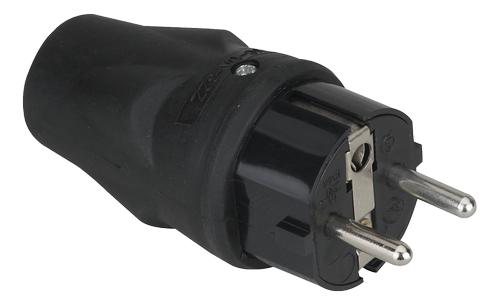 Nordic Quality Grounded Plug, 250V / 16A, for outdoor use, black (322305)