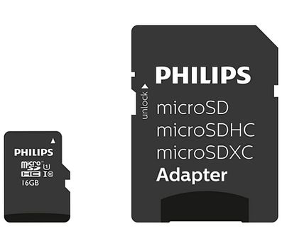 PHILIPS SD Micro SDHC Card  16GB Card Class 10 incl. Adapter (FM16MP45B/00)