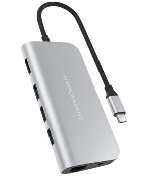 HYPER HyperDrive POWER 9-in-1 - Dockningsstation - USB-C - HDMI - GigE (HD30F-SILVER)