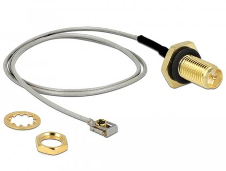 DELOCK Antenna Cable RP-SMA jack bulkhead to MHFÂ® I LK plug 1.13 35 cm thread length 10 mm splash proof (90292)