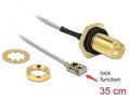 DELOCK Antenna Cable RP-SMA jack bulkhead to MHFÂ® I LK plug 1.13 35 cm thread length 10 mm splash proof (90292)